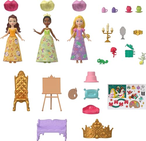 Mattel Disney Princess Advent Calendar w/Rapunzel, Tiana, Belle Dolls