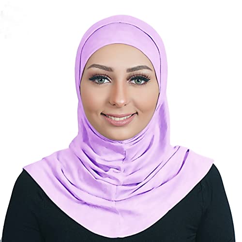 AL AMIRA Cotton Hijab 2 Piece Head Scarf for Women Hood & Tube Cap Set - color: Lavender
