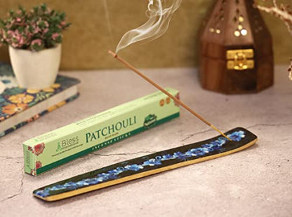 Bless-International Traditional-Handmade-Burner Wooden-Incense-Stick-Holder Ash-Catcher-Stand for-Aromatherapy-Meditation-Yoga (Meditation Time) 10 Inches, Pack of 2 - color: Meditation Time,10 Inch, size: Two Holders