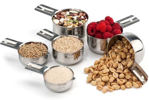 Hudson Essentials Stainless Steel Measuring Cups Set - (9 Piece Set) - Stackable Set with Spout - Includes 2 Cup and 1.5 Cup