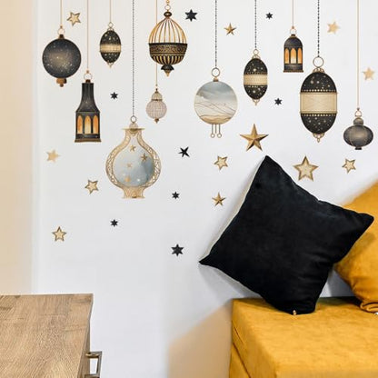 Ramadan Wall Decals – Eid Mubarak & Islamic Decorations for Home, Living Room, Office, Mosque, Ramadan and Eid Art, Muslim Home Decor, Islamic Festival Stickers for Ramadan Celebration