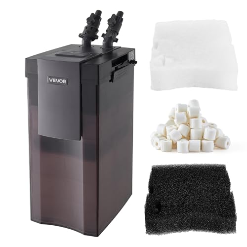 VEVOR 528GPH Canister Filter, 5-Stage External Aquarium Filter with Powerful Pump, Water Circulation Cleaning Machine with Media for Large Fish Tanks and Aquariums Up to 150 Gallons, for Freshwater - size: 7.87 x 10.63 x 21.65 in