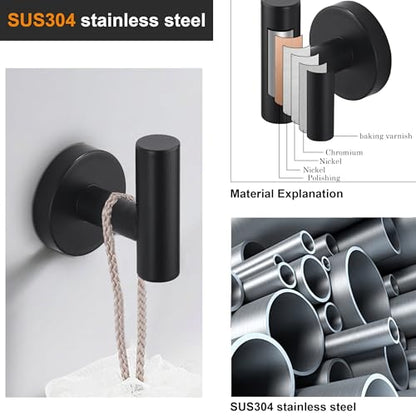Nolimas Towel Coat Hook Matte Black, SUS304 Stainless Steel Bathroom Clothes Cabinet Closet Sponges Robe Hook Wall Mounted Round Kitchen Heavy Duty Door Hanger 4 Packs - color: 4pcs Matte Black