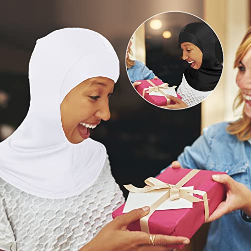 Geyoga Modal Hijab Cap for Women Adjustable Muslim Stretchy Turban Full Cover Shawl Cap Full Neck Coverage Small and medium - color: White, Black