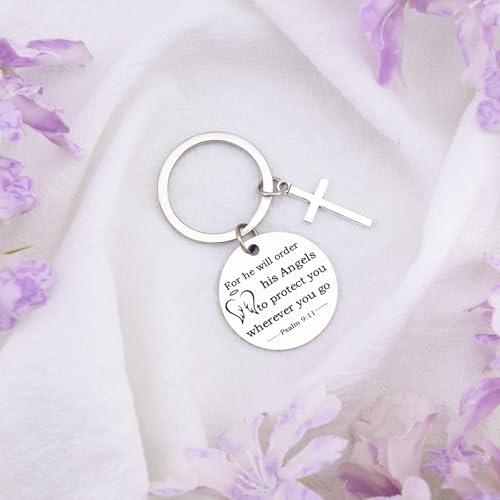Baptism Gifts For Boys Keychain Bible Verse Gifts Cross Keychain For Men Bible Accessories Women For He Will Order His Angels To Protect You Wherever You Go Faith Gift Christian Keychains