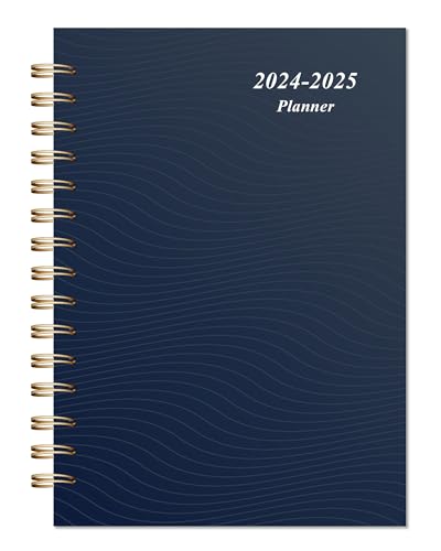 Planner 2024-2025 Daily Weekly and Monthly - Academic Planner July 2024-June 2025-5" x 8" with Floral Cover with Twin-Wire Binding - Effectively Manage Your Time - Dark Blue - color: 2024-A-Dark Blue