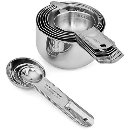 Hudson Essentials Stainless Steel Measuring Cups and Spoons Set - Stackable Set with Spout (11 Piece Set)
