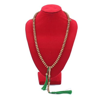 TheTasbih® Handmade Sandalwood 6mm Contoured Prayer Beads Tasbih Misbaha with Green Tassels