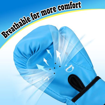 Kids Boxing Gloves for Boys & Girls, Youth Boxing Training Gloves for Kids Age 3 to 9 Years, 4OZ Training Sparring Gloves for Punching Bag Kickboxing Muay Thai MMA - color: Blue