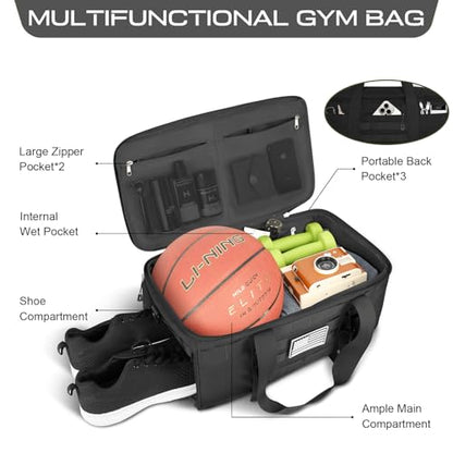 Gym Bags for Men Women, Carry On Luggage 22x14x9 Airline Approved, Tactical Duffle Bag with Shoe Compartment, 3 in 1 Carry on Travel Backpack with Wet Pocket, Weekender Overnight Bag, Black - color: Black, size: Medium