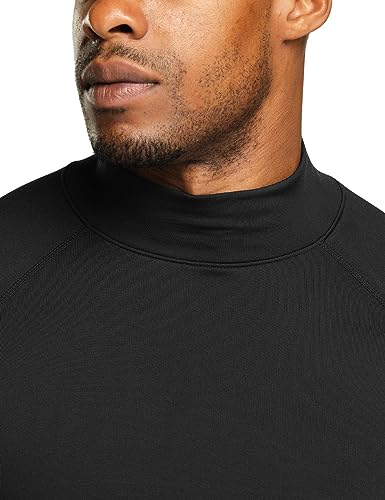 TSLA Men's Thermal Long Sleeve Compression Shirts, Mock/Turtleneck Winter Sports Running Base Layer Top - color: Mock Neck Black, size: X-Large