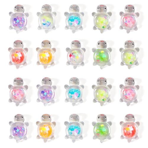 40 PCS Glow in the Dark Turtles, Mini Glowing Turtles Luminous Mini Resin Turtle for Home Garden Accessories Cake Topper Ocean Animal Theme DIY Aquarium Decoration, Multicolor
