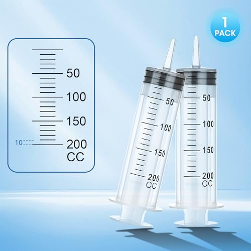 200ml Large Syringe for Thick Liquids,Individually Wrapped | Plastic Syringe Without Needle for Scientific Labs, Oil, Lubricant Refilling - style: 200cc