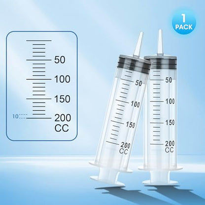 200ml Large Syringe for Thick Liquids,Individually Wrapped | Plastic Syringe Without Needle for Scientific Labs, Oil, Lubricant Refilling - style: 200cc