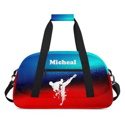 Personalized Martial Art Bag Duffel Bag for Girls, Custom Taekwondo Karate Bag Overnight Bags for Travel Weekender Practice White - color: Option 1