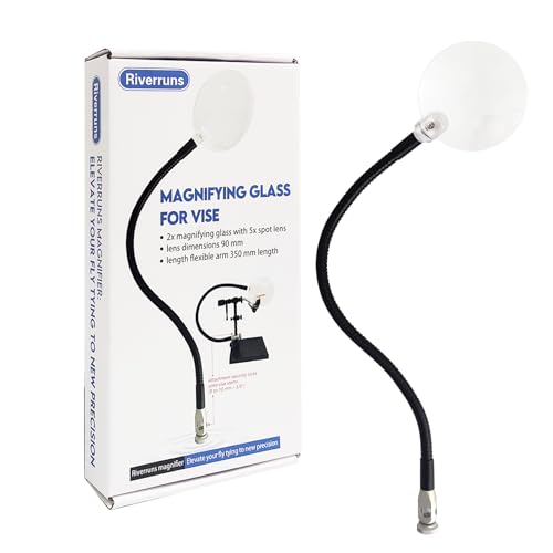 Riverruns Magnifying Glass for Vise 2X Magnification, Lens Dimensions 90mm，with 35 cm (13.76 in.) Flexible arm