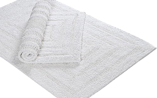 Bedding Craft Bathroom Bath mat Rug Set of 2, 17x24 + 21x34, Off White - color: Off White, size: 17x24" + 21x34"