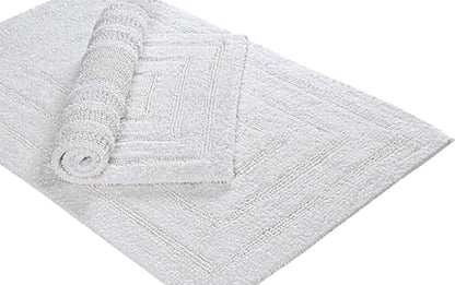 Bedding Craft Bathroom Bath mat Rug Set of 2, 17x24 + 21x34, Off White - color: Off White, size: 17x24" + 21x34"