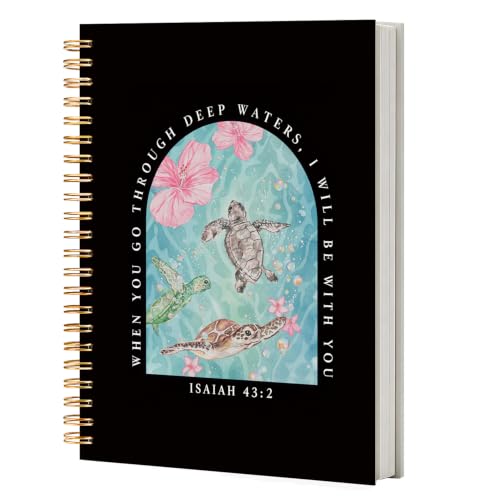 NATSUNO Christian Sea Turtle Ocean Spiral Notebook Journal 5.5x8.3in - color: White Sea Turtle