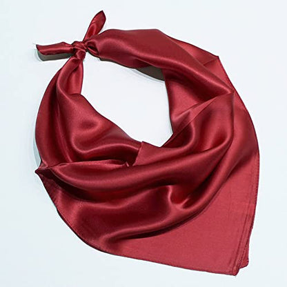 vimate 35" Square Silk Like Head Scarf - Women's Fashion Satin Scarf Bandana for Hair Wrapping at Night. - color: D#. Burgundy