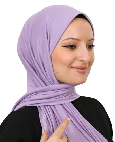 Prien Hijab for Women Viscose Scarf Lightweight Muslim Hijabs Long Shawl Islamic Scarves Turkey Silk Headscarf for Womens - color: Lilac