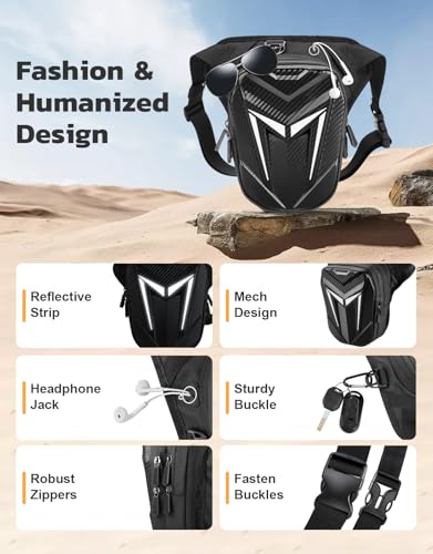 Thigh Bag with Leg Strap, Drop Leg Bag for Women Men, Water-Resistant Motorcycle Leg Bag, Sturdy EVA Drop Leg Pouch, Expandable Storage Tactical Hip Bag for Cycling Hiking Climbing Fishing