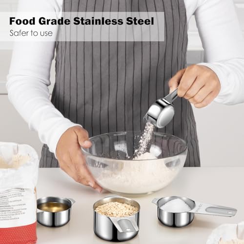 Measuring Cups Set, 7PCS Stainless Steel Engraved Markings Kitchen | 304 food-grade steel, dual-scale markings, one-piece construction, nesting storage, dishwasher safe, dry & liquid ingredients - size: 7PCS