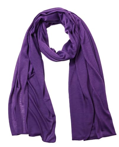 vabovin Head Wraps for Black Women Stretch Jersey Knit Turban Headwrap Solid Color Headscarf Headband Shawl - color: 19- Dark Purple