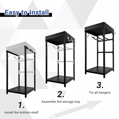 Neoaider Police Gear Rack, Police Hanger with Hooks | Tactical Duty Gear Rack Decor with Thin Blue Line Flag, Black Body Armor Stand for Police Gift - size: Police Gear Stand