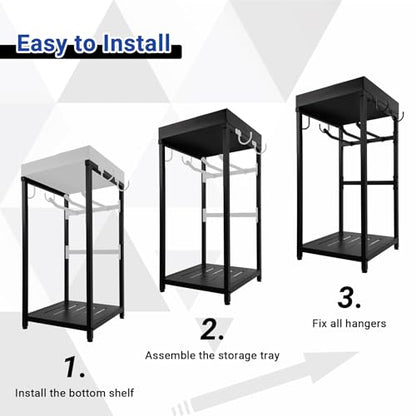 Neoaider Police Gear Rack, Police Hanger with Hooks | Tactical Duty Gear Rack Decor with Thin Blue Line Flag, Black Body Armor Stand for Police Gift - size: Police Gear Stand