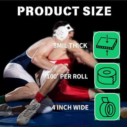 Black Mat Tape, 4 Inch Strong Floor Tape for Wrestling Grappling Gymnastics Jiu Jitsu Floor, Gym Floor, Seaming Home Mats Exercise Mat, 96FT
