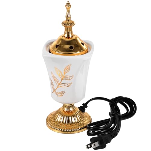UKCOCO Electric Bakhoor Burner Middle Eastern Style Ceramic Censer Holder with Us Plug for Yoga Spa Home Fragrance Meditation Relaxation Home Office Decor