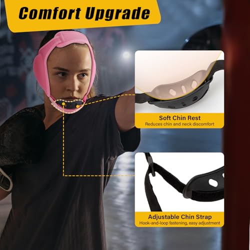 Trymaker Wrestling Headgear, Head Gear with Chin Cup, Sorf Ear Guard for Men, MMA, Jiu-Jitsu (for Users Aged 12+) - size: L (21 1/4" - 25 1/4"), style: Pink
