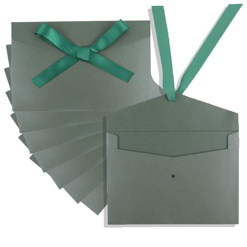20팩 다크 그린 선물 봉투 10.2 x 15.2cm(4 x 6인치) 장식 봉투 리본 포함, 크리스마스, 웨딩, 베이비 샤워, 생일 초대 비즈니스 인사말 카드 - color: 다크 그린.