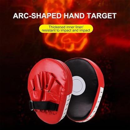Boxing Pads Gloves - Hand Target Curved Training Gear Punching Mitts | Punching Training Hand Pads Adjustable Thick Durable for Karate Kickboxing - color: Red