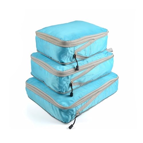 3 - Piece Travel Storage Organizer Set | Water - Resistant Nylon Luggage Pouches for Clothes, Underwear & Small Items | Compact Sorting Bags for Business Trips & Vacations(Blue) - color: Blue
