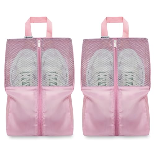 Shoe Bags For Travel, Used As For Storage or Shoe Travel Bag, Featuring Waterproof Nylon Sneaker Bag. (Light Pink, 2 Pack, Large) - color: Light Pink, 2 Pack, size: Large
