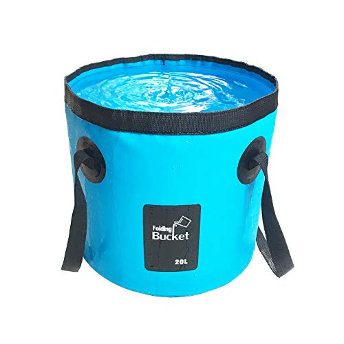 Sunglow Collapsible 5 Gallon Multifunctional Portable Fishing Bucket - Wash Basin Folding Bucket - Water Container for Fishing-Camping-Gardening (20L/5gallon(Blue)) - color: 20l/5gallon(blue)