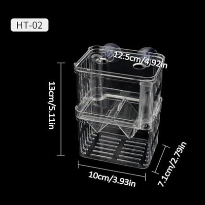 1/2 Fish Acclimation Box - Acrylic Hatchery Incubator Tank, Fish Breeder Box with 2 Suction Cups | Easily Install Breeding Isolation Box, Floating Breeding Box for Baby Fishes Shrimp Betta Guppy - size: Medium