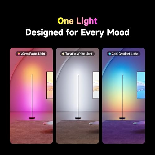 DREAME LED Floor Lamp for Living Room, RGB Color Changing Tall Light with 70 Effects, 1200LM 2700K-6500K Dual White, Music Sync, Works with Alexa Google Home, Matter Compatible, Modern Full-Metal