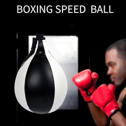 Speed Training Ball Boxing Pear Shape PU Speed Ball Pear Training Speedball Swivel Punch Bag Hanging Swivel Punch Ball for Boxing Punching Exercise(Black,White)