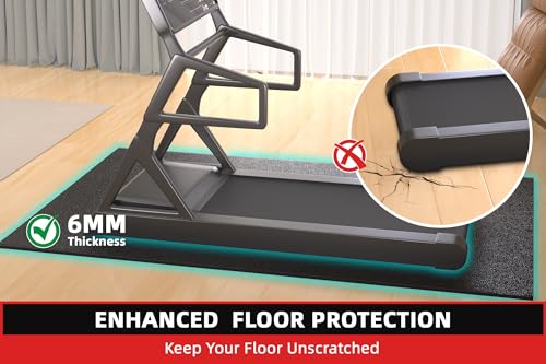GymCope Treadmill Mat for Hardwood Floor Carpet 7'x3'/6'x3'/6'x2.5'/4'x2' | 6mm Thick Exercise Equipment Gym Mat, Compatible with Peloton Bike, Indoor Spin Bike, Elliptical - color: 72"x36"x6mm-black