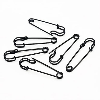 Safety Pins Brooches 2 inch/50mm Heavy Duty Blanket Pins for Blankets, Crafts, Kilts, Skirts, Sweaters, Shawls - 30 Pack (2 Inch/50mm, Black) - color: Black, size: 2 inch