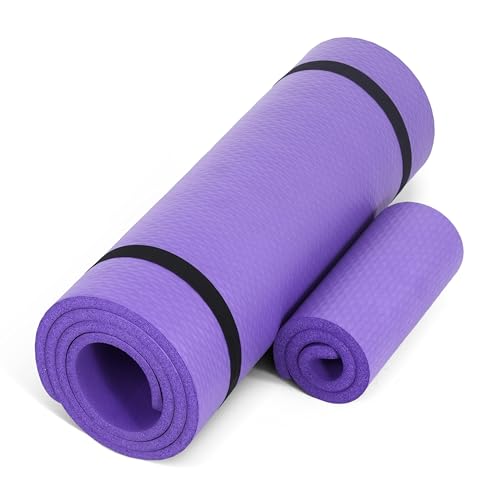CAP Barbell 1/2-Inch High Density Exercise Yoga Mat with Strap | Multiple Options - color: Purple, style: Yoga Mat w/Knee Pad