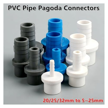 1~15PCS 20/25/32mm To 5~25mm PVC Pagoda Pipe Connectors Garden Irrigation Soft Hose Adapter Aquarium Fish Tank Fittings(OD 20mm to 12mm,White (5 PC)) - color: OD 20mm to 12mm, size: White (5 PC)