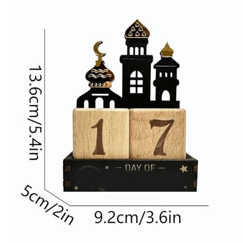 Ramadan Advent Calendar Wooden Block Countdown Calendar, Table Decorations for Home Muslim Islamic Eid Mubarak Decor, Ramadan Gift for Family
