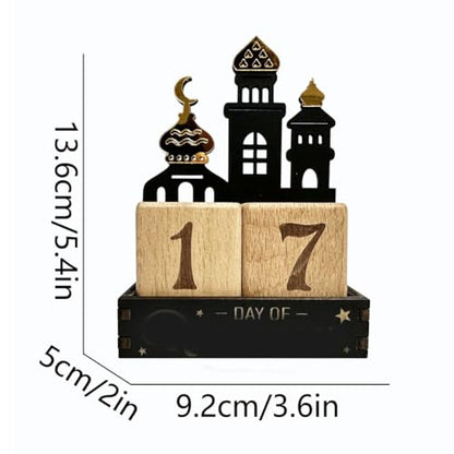 Ramadan Advent Calendar Wooden Block Countdown Calendar, Table Decorations for Home Muslim Islamic Eid Mubarak Decor, Ramadan Gift for Family