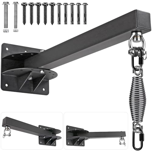SELEWARE Wall Mount Heavy Bag Hanger Heavy Duty Punching Bag Hanger | 500LB Capacity Adjustable 360° Swivel Heavy Bag Bracket for Home Gym Indoor Outdoor Boxing, Muay Thai and MMA Training - size: A: 24" length (with spring)
