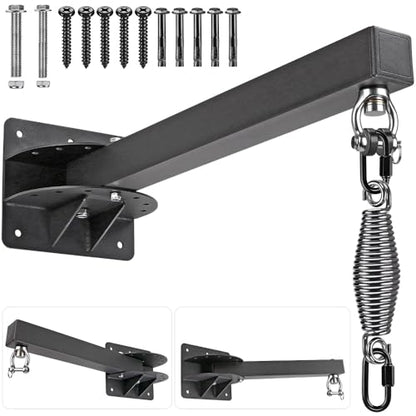 SELEWARE Wall Mount Heavy Bag Hanger Heavy Duty Punching Bag Hanger | 500LB Capacity Adjustable 360° Swivel Heavy Bag Bracket for Home Gym Indoor Outdoor Boxing, Muay Thai and MMA Training - size: A: 24" length (with spring)