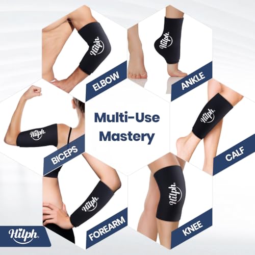 Hilph Elbow Ice Pack Wrap, Multi-Use Ice Sleeve for Elbow Arm Knee, Large | Reusable, Flexible Gel, Cold Compression, Tennis Elbow Golfers Arm Tendonitis Pain Relief, Muscle Relaxation, Sports Recovery - size: Large, style: Black